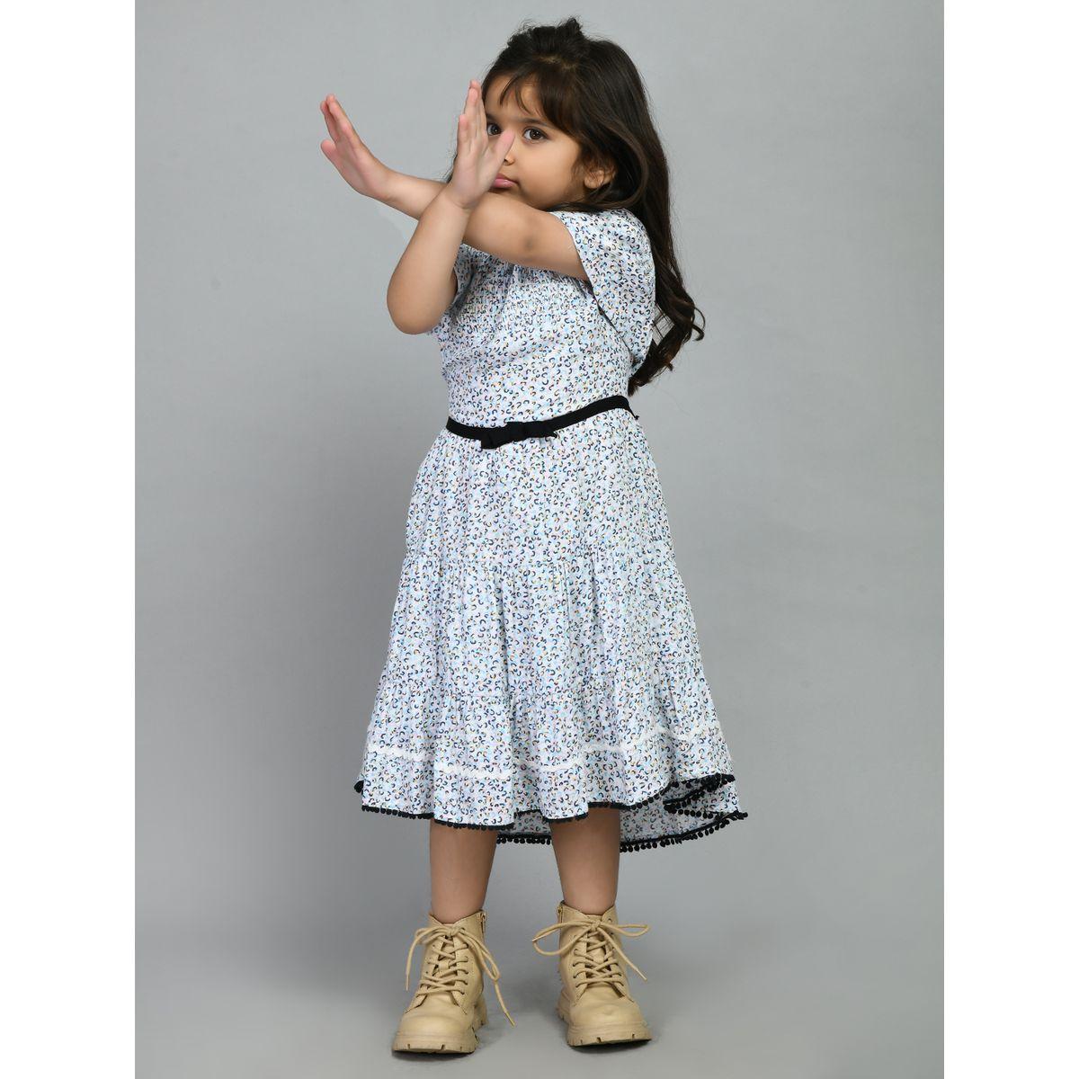 فستان قطن كاجوال باكمام كشكش وحزام بيلا مودا × ستايلي-girls-clothing-dressesandjumpsuits-image-6