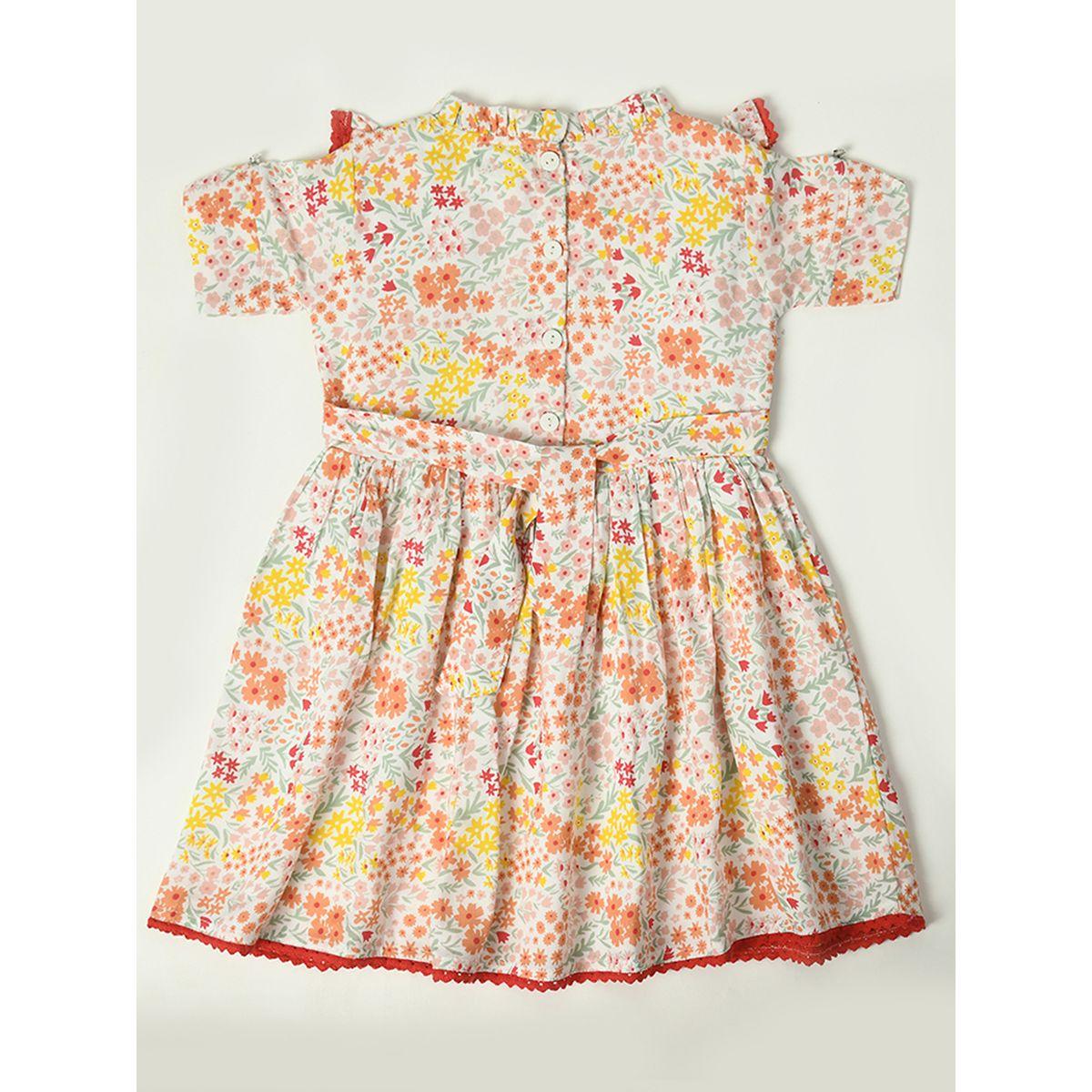 فستان قطن كاجوال بطبعة زهور مع سروال داخلي بيلا مودا × ستايلي-girls-clothing-dressesandjumpsuits-image-2
