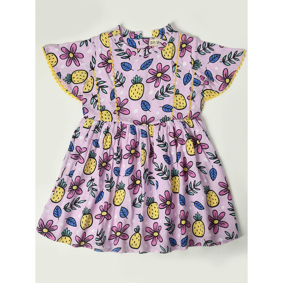فستان قطن كاجوال بطبعة اناناس بيلا مودا × ستايلي-girls-clothing-dressesandjumpsuits-image-1