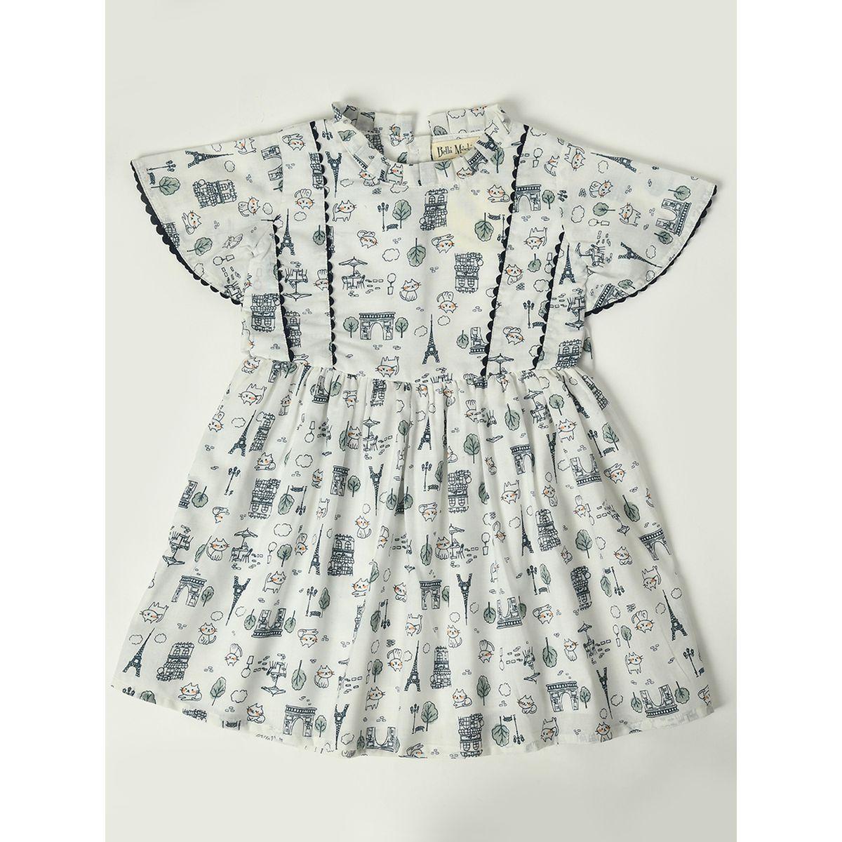فستان قطن كاجوال مع اكمام وطواطية بيلا مودا × ستايلي-girls-clothing-dressesandjumpsuits-image-1