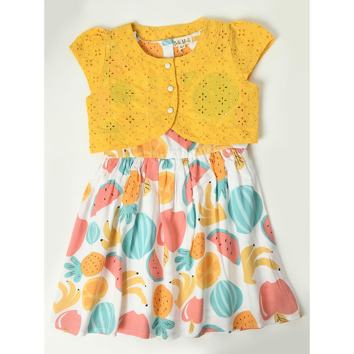 Bella Moda X Styli  Fruit Print Cotton Dress with Schiffli Bolero-girls-clothing-dressesandjumpsuits-image-1