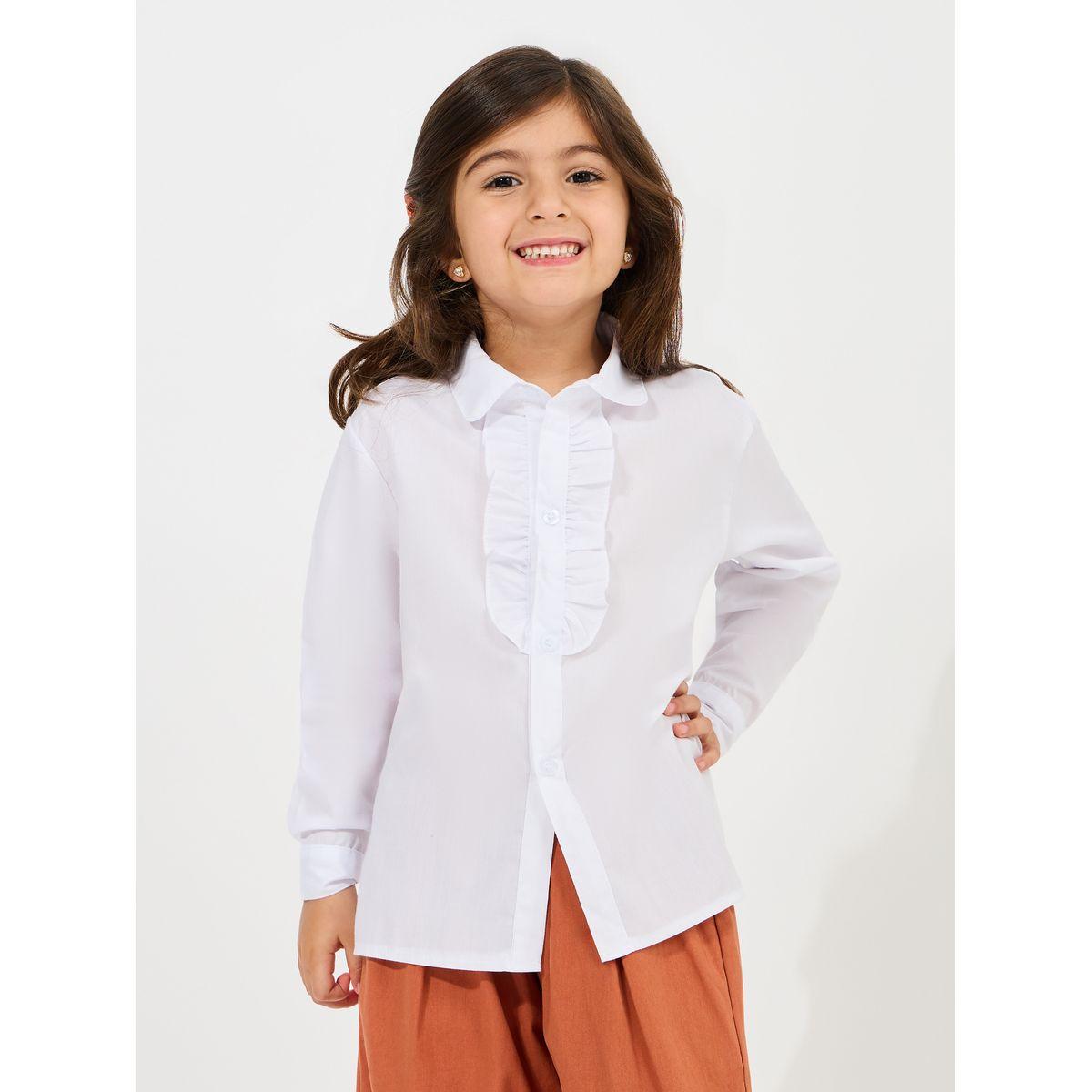 Styli Solid Ruffle Detail Long Sleeves Shirt-girls-clothing-blousesandshirts-image-1