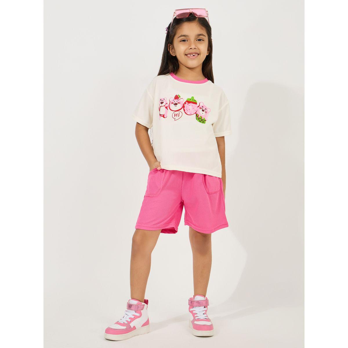 مجموعة من شورت وتيشيرت بطبعة جرافيك-girls-clothing-setsandcoords-image-1