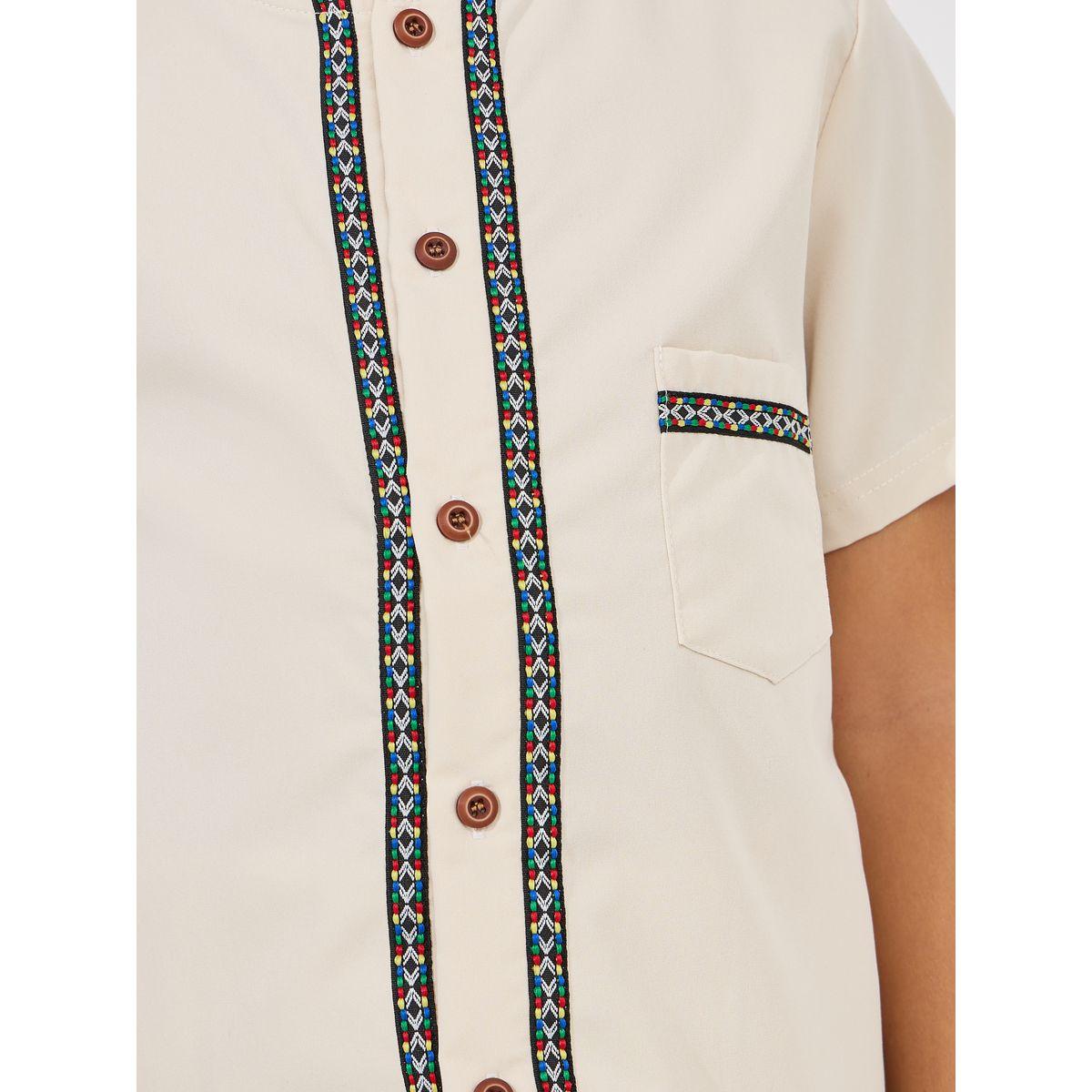 Styli Contrast Piping Collared Shirt & Shorts Set-boys-clothing-setsandcoords-image-3