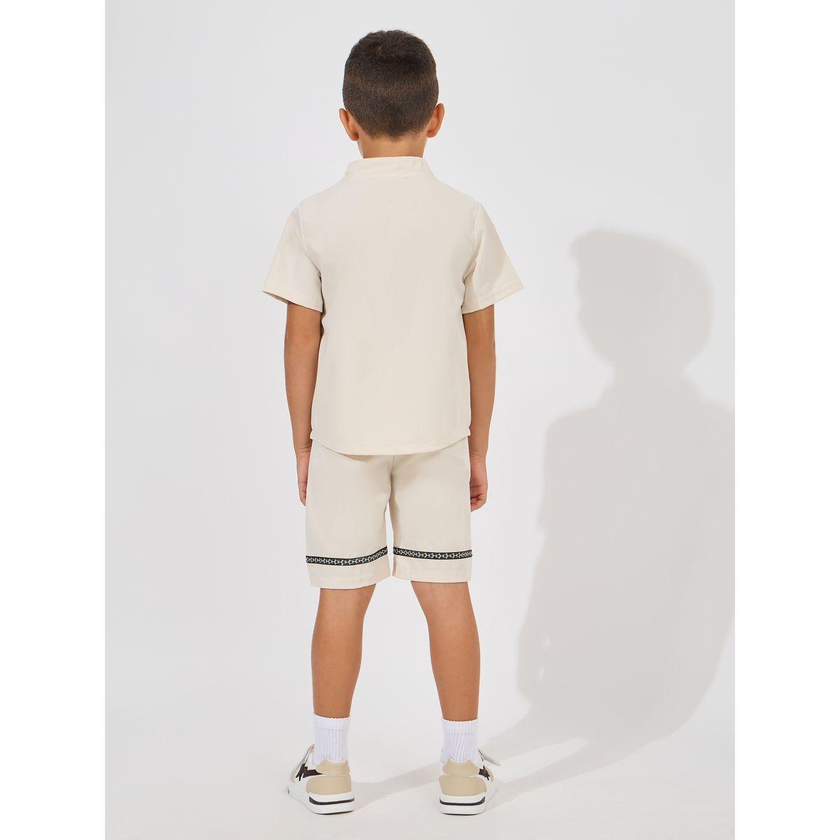 Styli Contrast Piping Collared Shirt & Shorts Set-boys-clothing-setsandcoords-image-4
