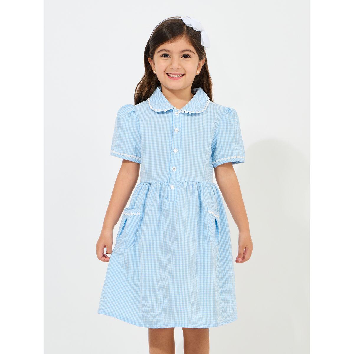 Styli Gingham Lace Applique Trim Dress-girls-clothing-dressesandjumpsuits-image-2