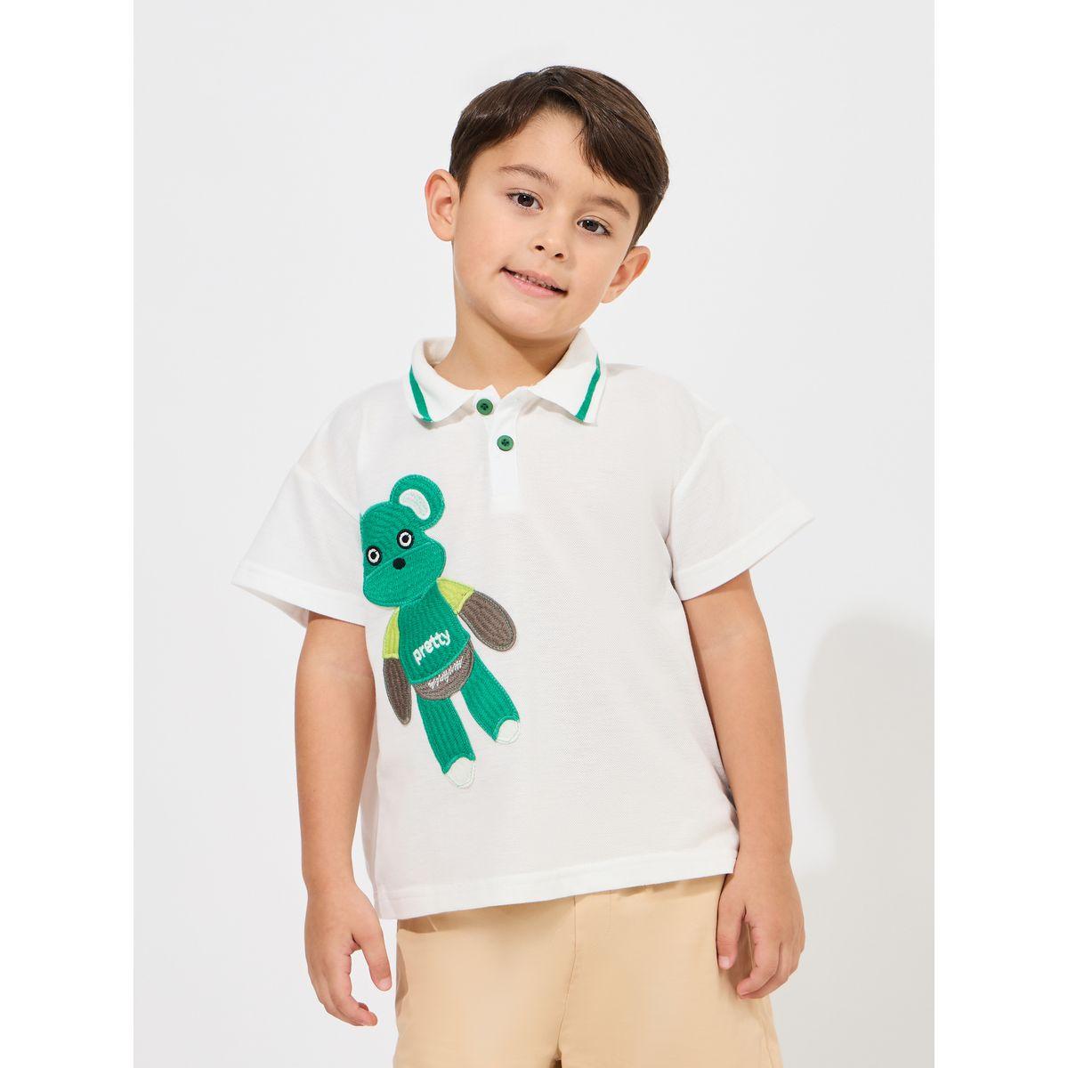 تيشيرت بياقة بولو مزخرف بشكل دب-boys-clothing-tshirtsandpolos-image-1