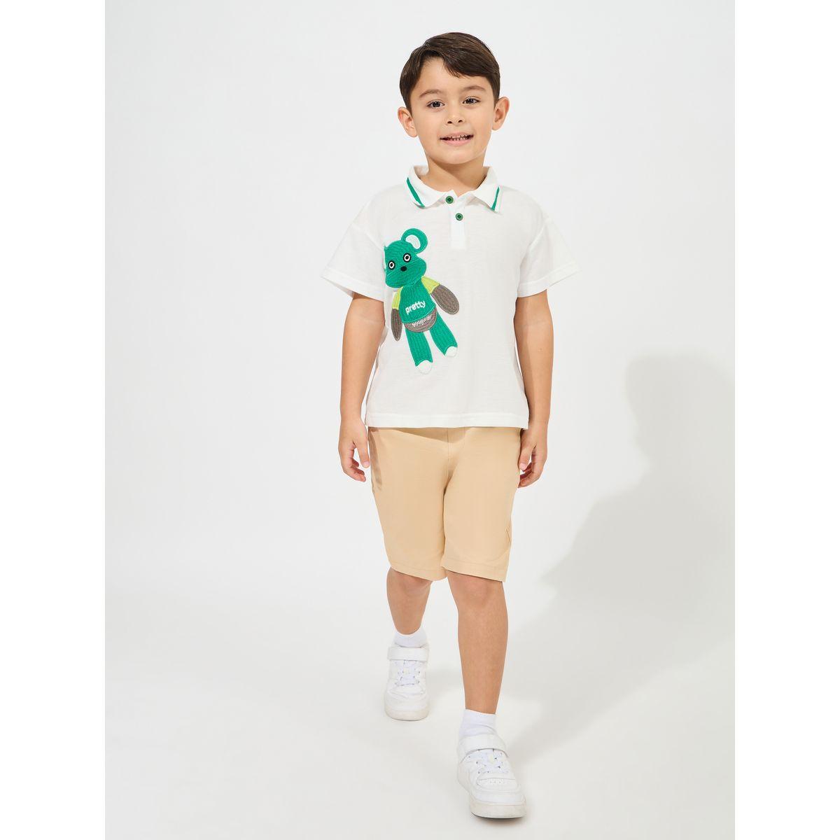 Styli Bear Applique Polo T-shirt-boys-clothing-tshirtsandpolos-image-2