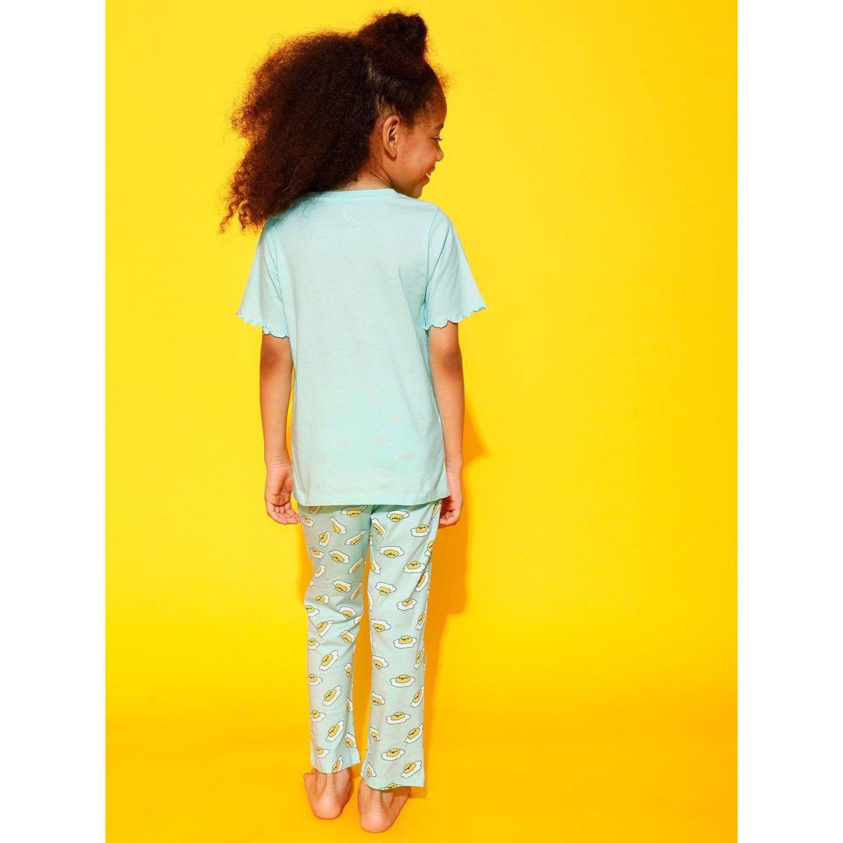Clovia Cubs X Styli  Egg-Cited Graphic Print T-Shirt & Pyjama Set-girls-clothing-nightwear-image-5