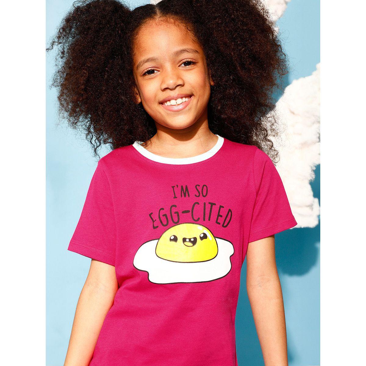 Clovia Cubs X Styli  Egg-Cited Graphic Print T-Shirt & Pyjama Set-girls-clothing-nightwear-image-5