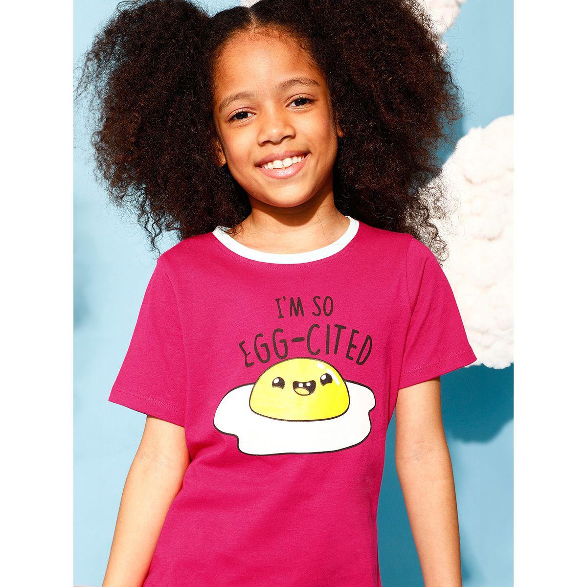 Clovia Cubs X Styli  Egg-Cited Graphic Print T-Shirt & Pyjama Set-girls-clothing-nightwear-image-5