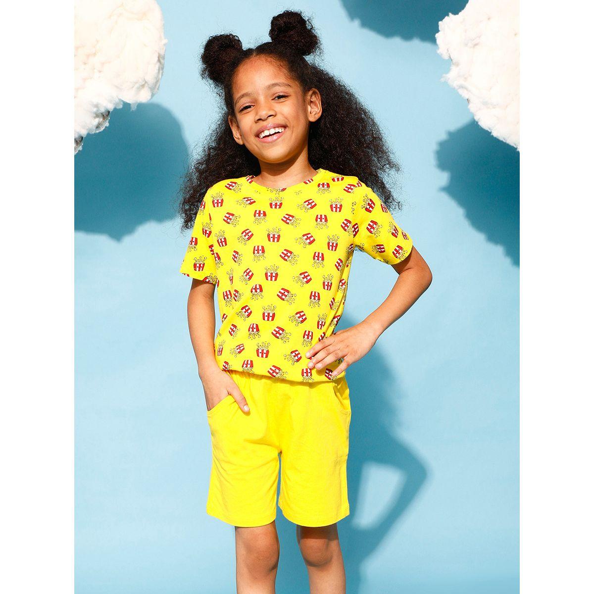 مجموعة من شورت مع تيشيرت بطبعة جرافيك كلوفيا كَبس × ستايلي-girls-clothing-nightwear-image-2