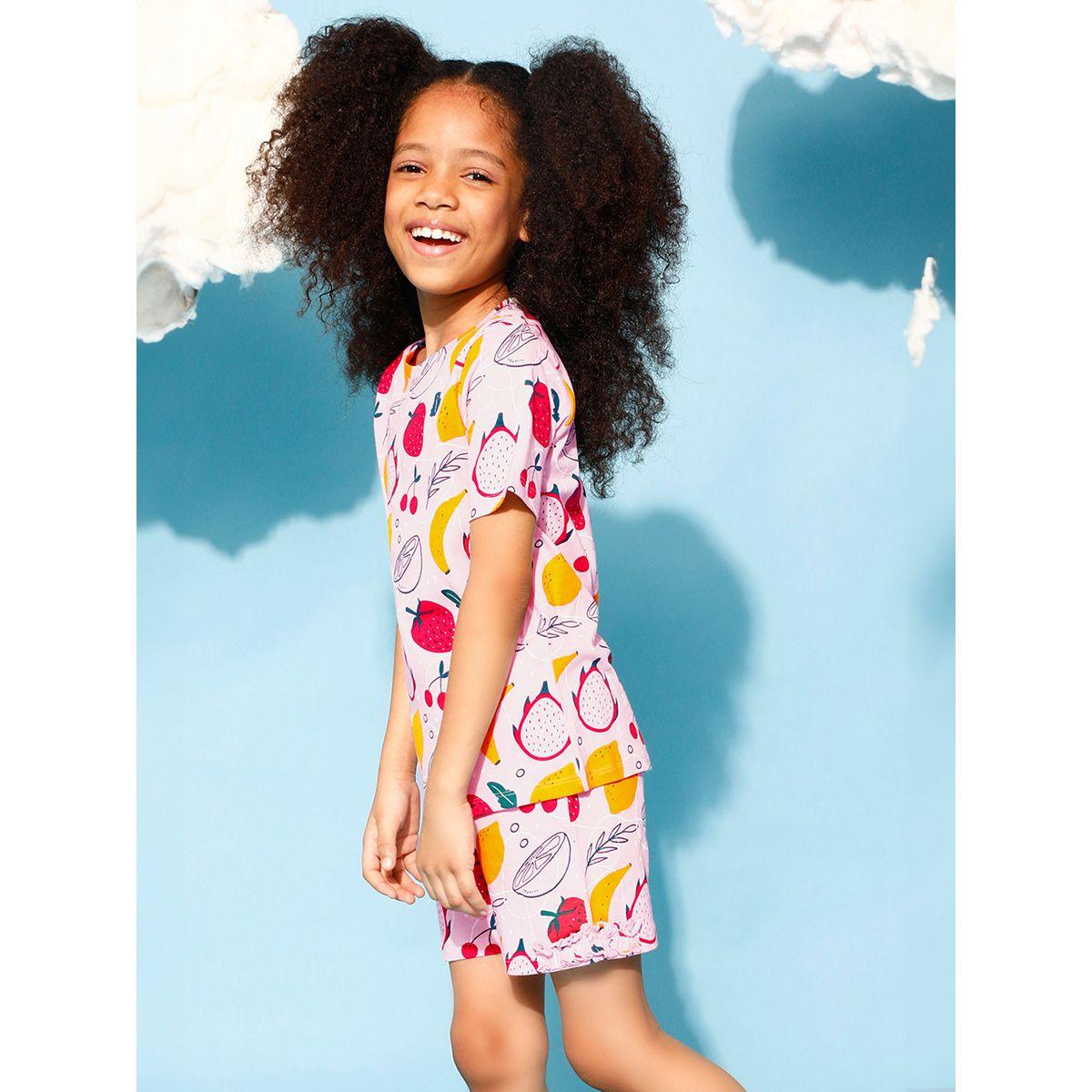 Clovia Cubs X Styli  Fruit Print Top & Shorts Set-girls-clothing-nightwear-image-2