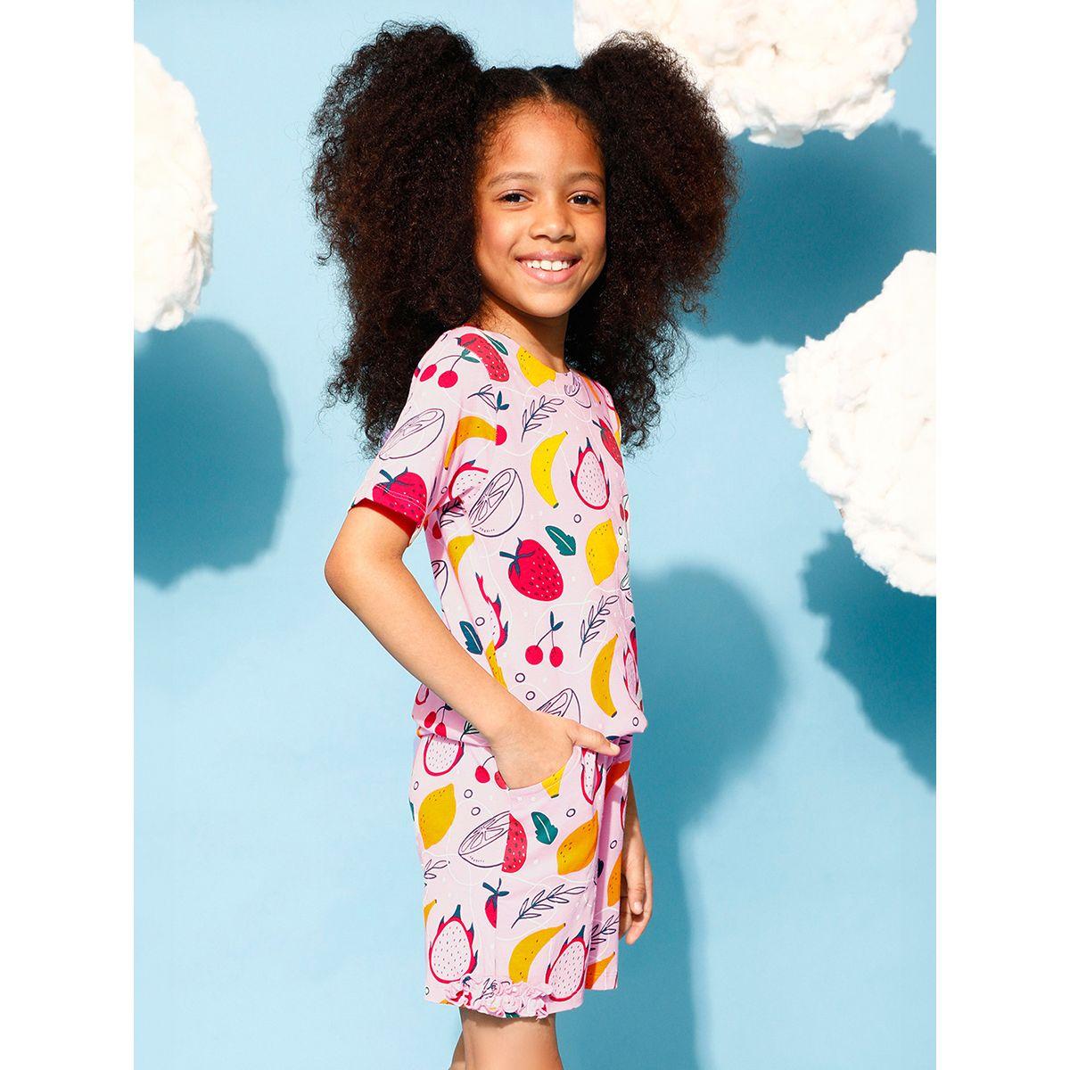 Clovia Cubs X Styli  Fruit Print Top & Shorts Set-girls-clothing-nightwear-image-3