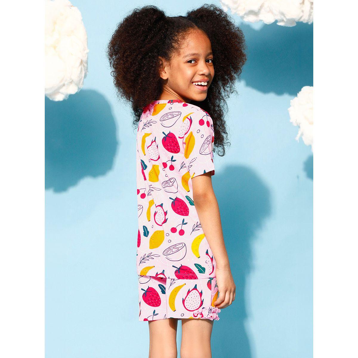 Clovia Cubs X Styli  Fruit Print Top & Shorts Set-girls-clothing-nightwear-image-4