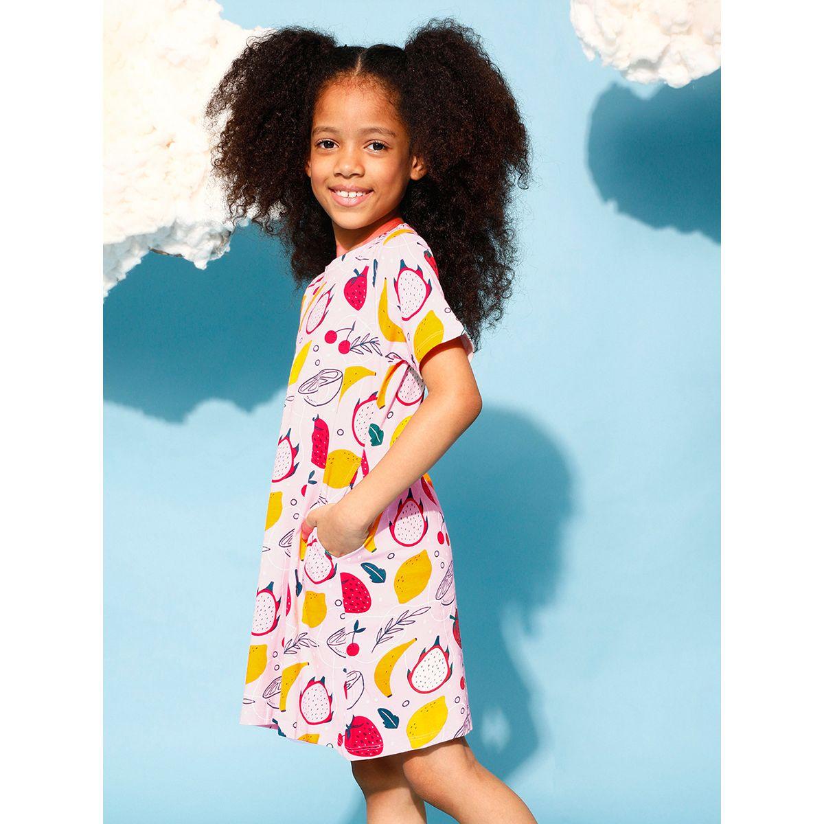 Clovia Cubs X Styli  Fruit Print Round Neck Night Dress-girls-clothing-nightwear-image-3