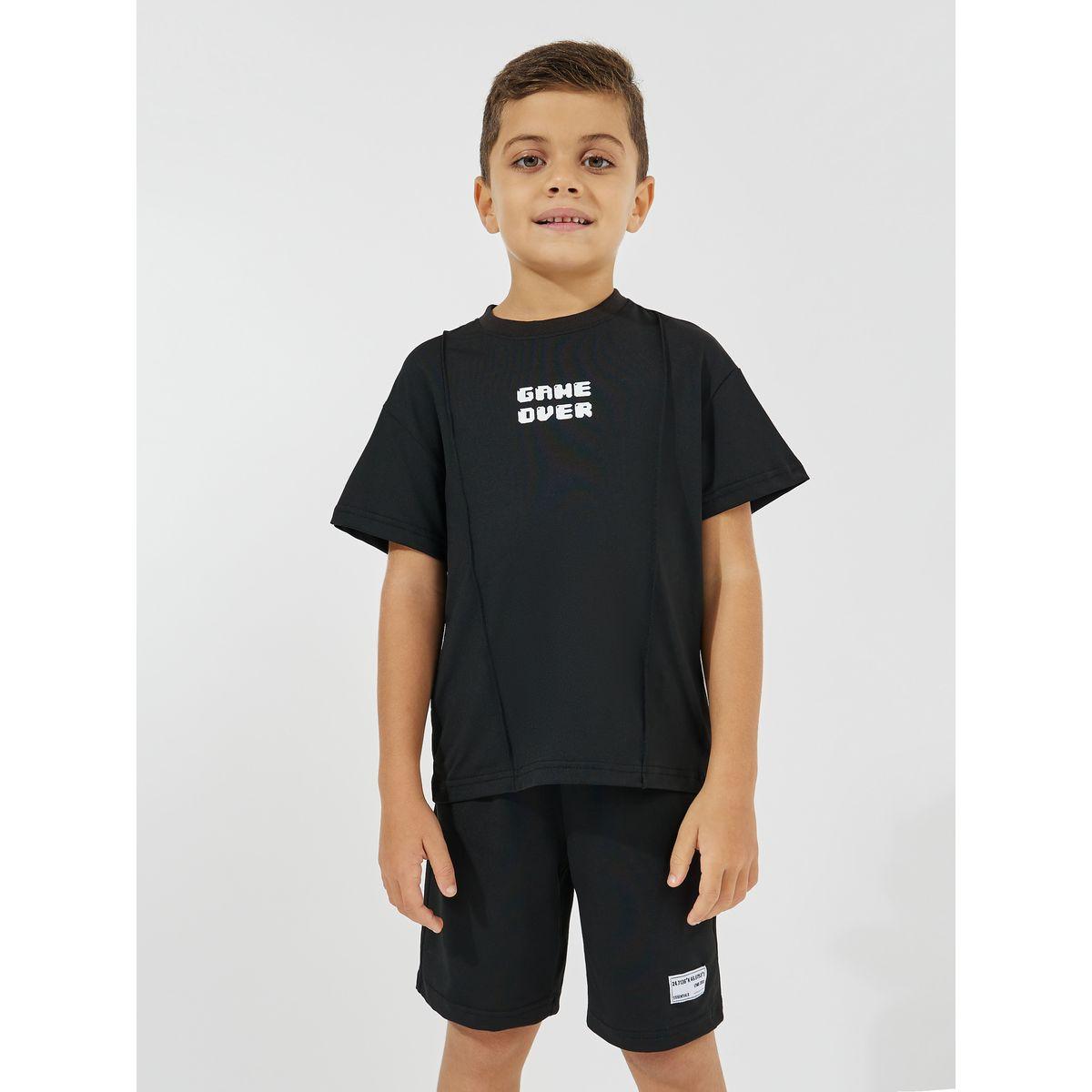 Styli Elevate Slogan Print Oversized T-Shirt & Shorts Set-boys-clothing-setsandcoords-image-2