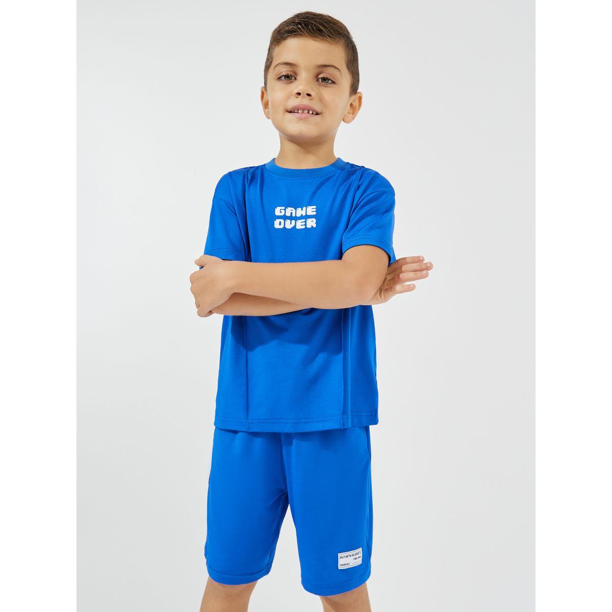 Styli Elevate Slogan Print Oversized T-Shirt & Shorts Set-boys-clothing-setsandcoords-image-2