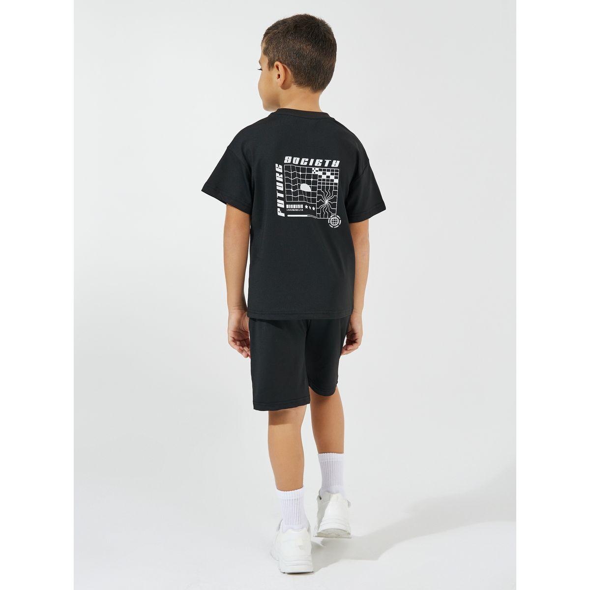 Styli Elevate Back Graphic Print Oversized T-Shirt & Shorts Set-boys-clothing-setsandcoords-image-1