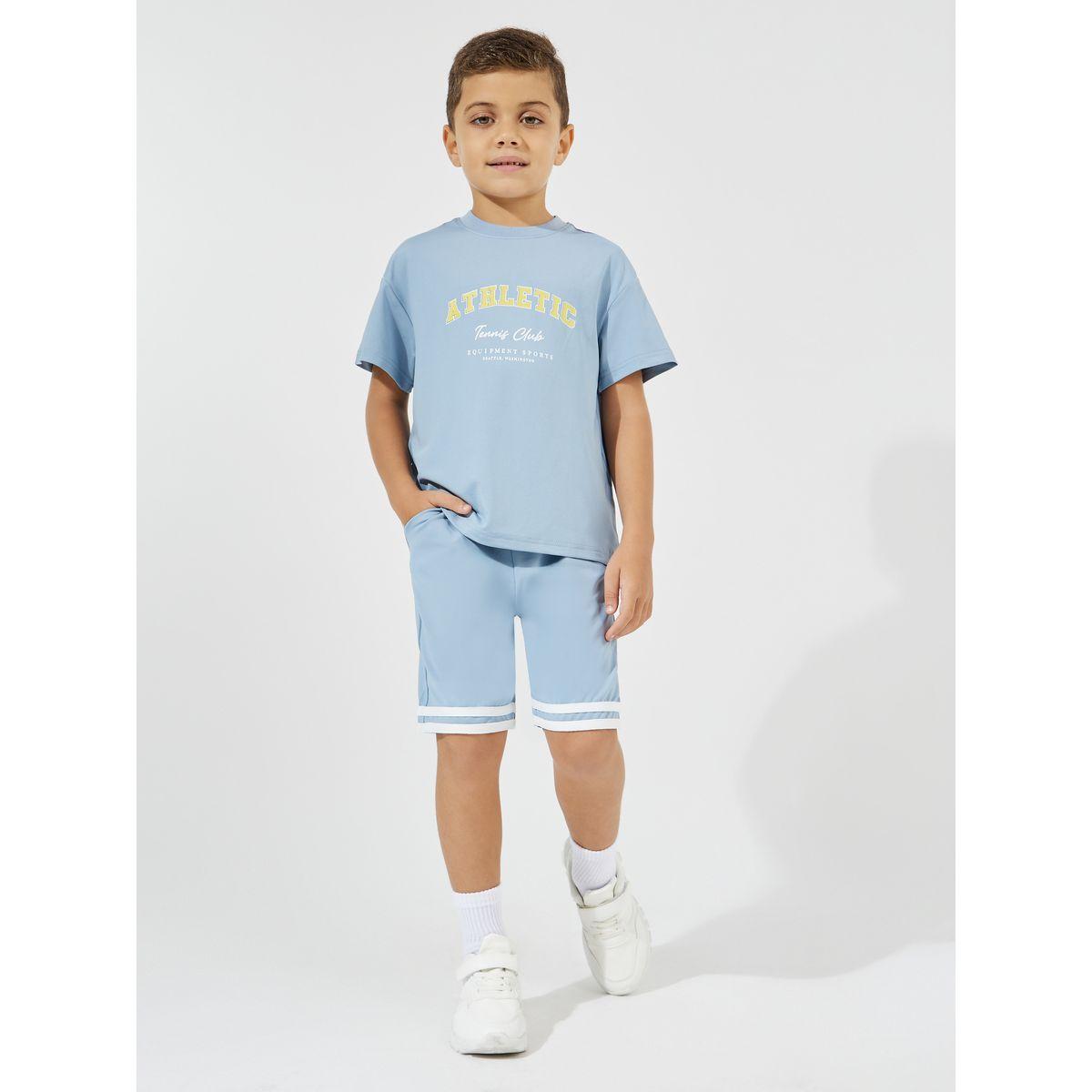 Styli Elevate Slogan Print Oversized T-Shirt & Shorts Set-boys-clothing-setsandcoords-image-1