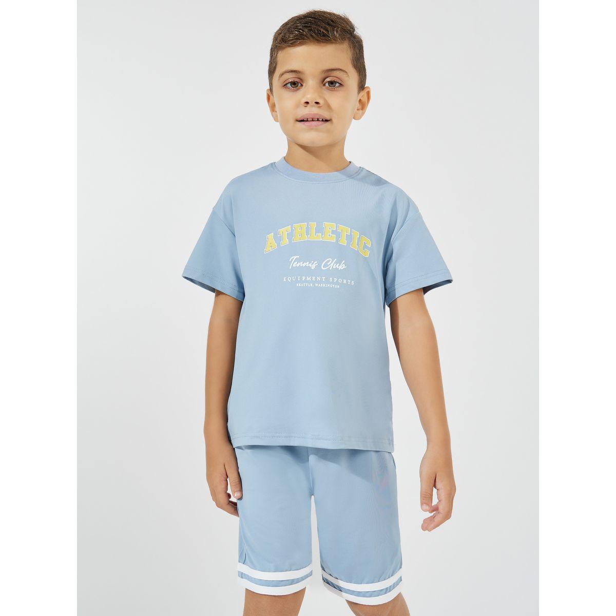 Styli Elevate Slogan Print Oversized T-Shirt & Shorts Set-boys-clothing-setsandcoords-image-2