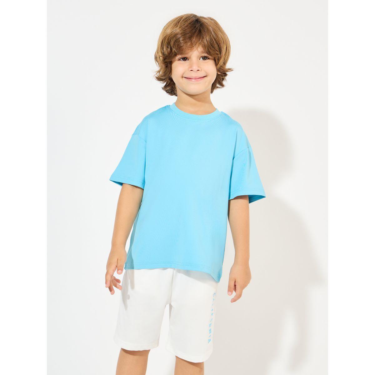 مجموعة من شورت وتيشيرت فضفاض بطبعة كتابة-boys-clothing-setsandcoords-image-3