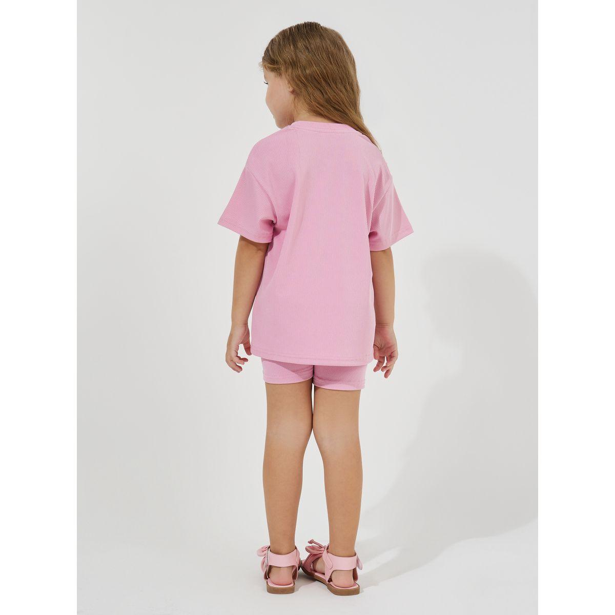Styli Elevate Patch Detail Rib Oversized T-Shirt & Shorts Set-girls-clothing-setsandcoords-image-4