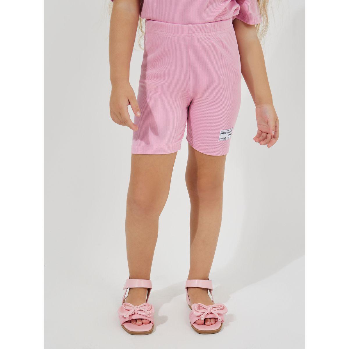 Styli Elevate Patch Detail Rib Oversized T-Shirt & Shorts Set-girls-clothing-setsandcoords-image-5
