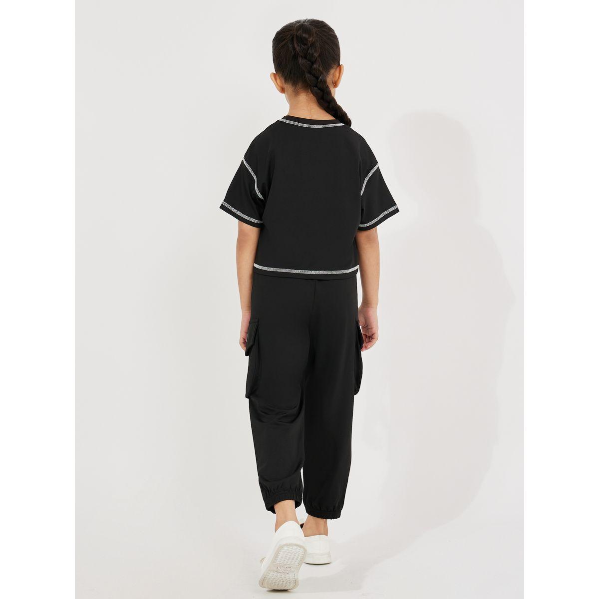 Styli Elevate Overlock Seam Boxy T-Shirt & Joggers Set-girls-clothing-setsandcoords-image-4