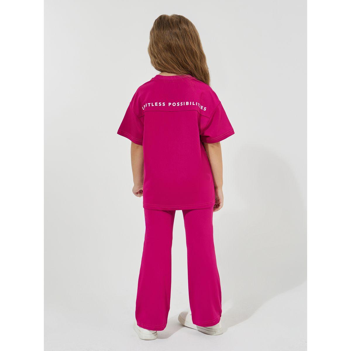 Styli Elevate Slogan Print Oversized T-Shirt & Flared Pants Set-girls-clothing-setsandcoords-image-1