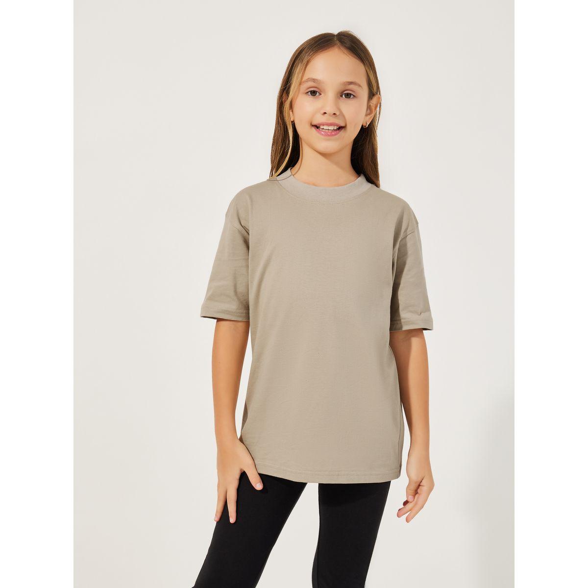 Styli Solid Round Neck Oversized T-Shirt & Leggings Co-Ords Set-girls-clothing-setsandcoords-image-2