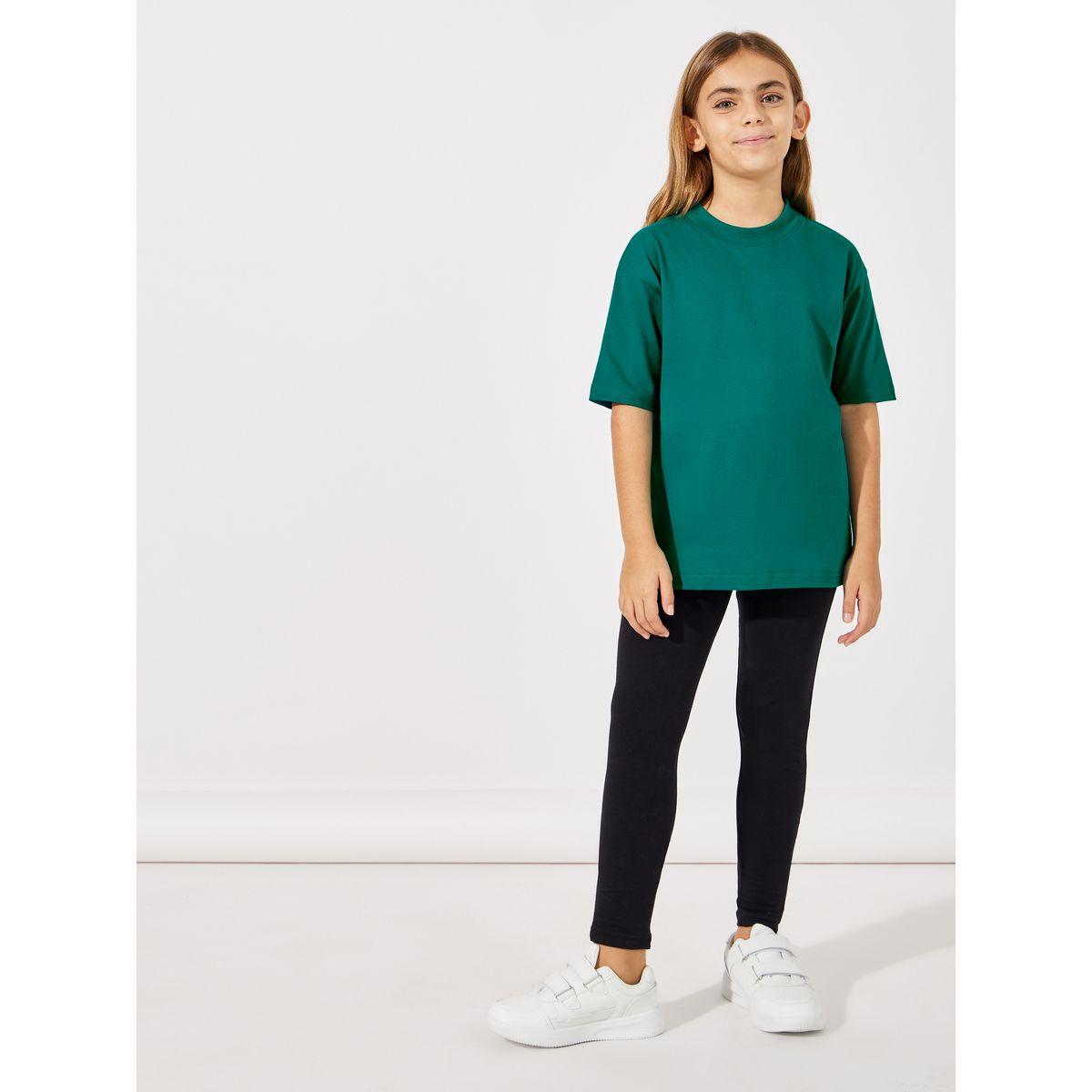 Styli Solid Oversized T-Shirt & Leggings Set-girls-clothing-setsandcoords-image-1
