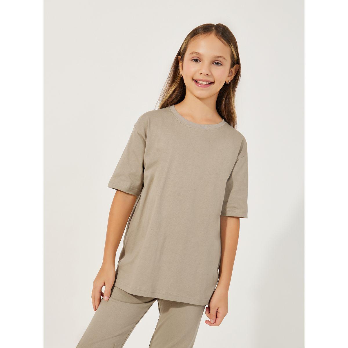 Styli Oversized Round Neck T-Shirt & Flared Joggers Co-Ords Set-girls-clothing-setsandcoords-image-2