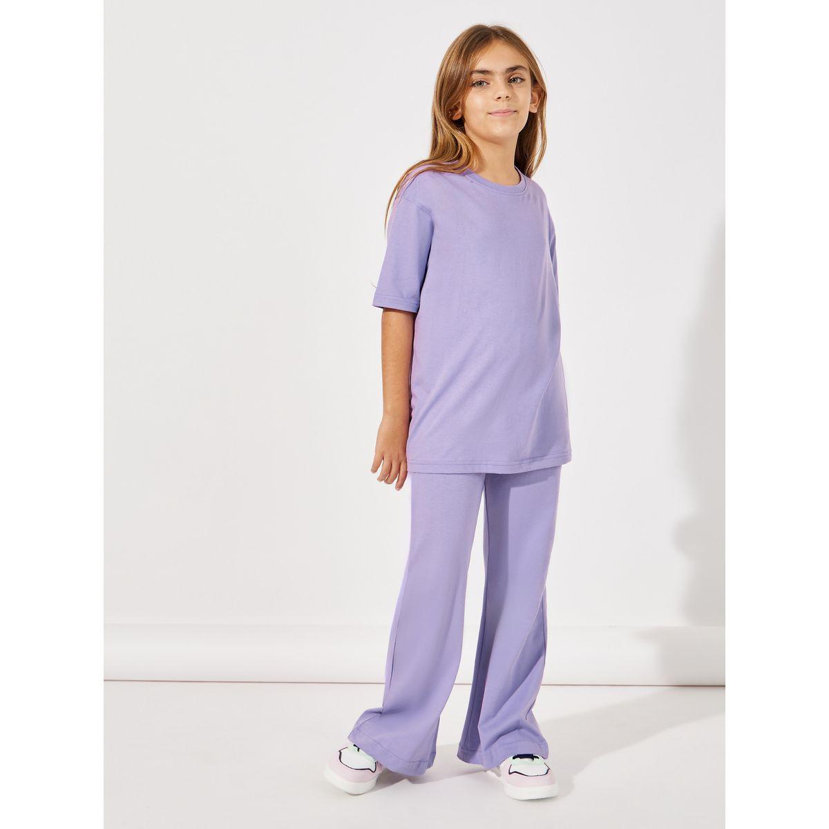 Styli Solid Oversized T-Shirt & Bootcut Joggers Set-girls-clothing-setsandcoords-image-1