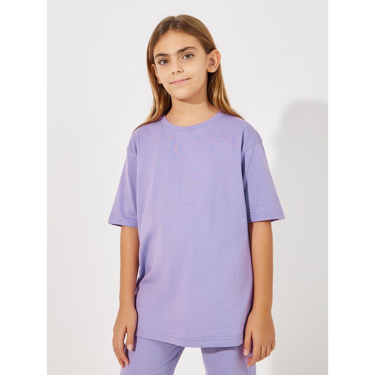 Styli Solid Oversized T-Shirt & Bootcut Joggers Set-girls-clothing-setsandcoords-image-2