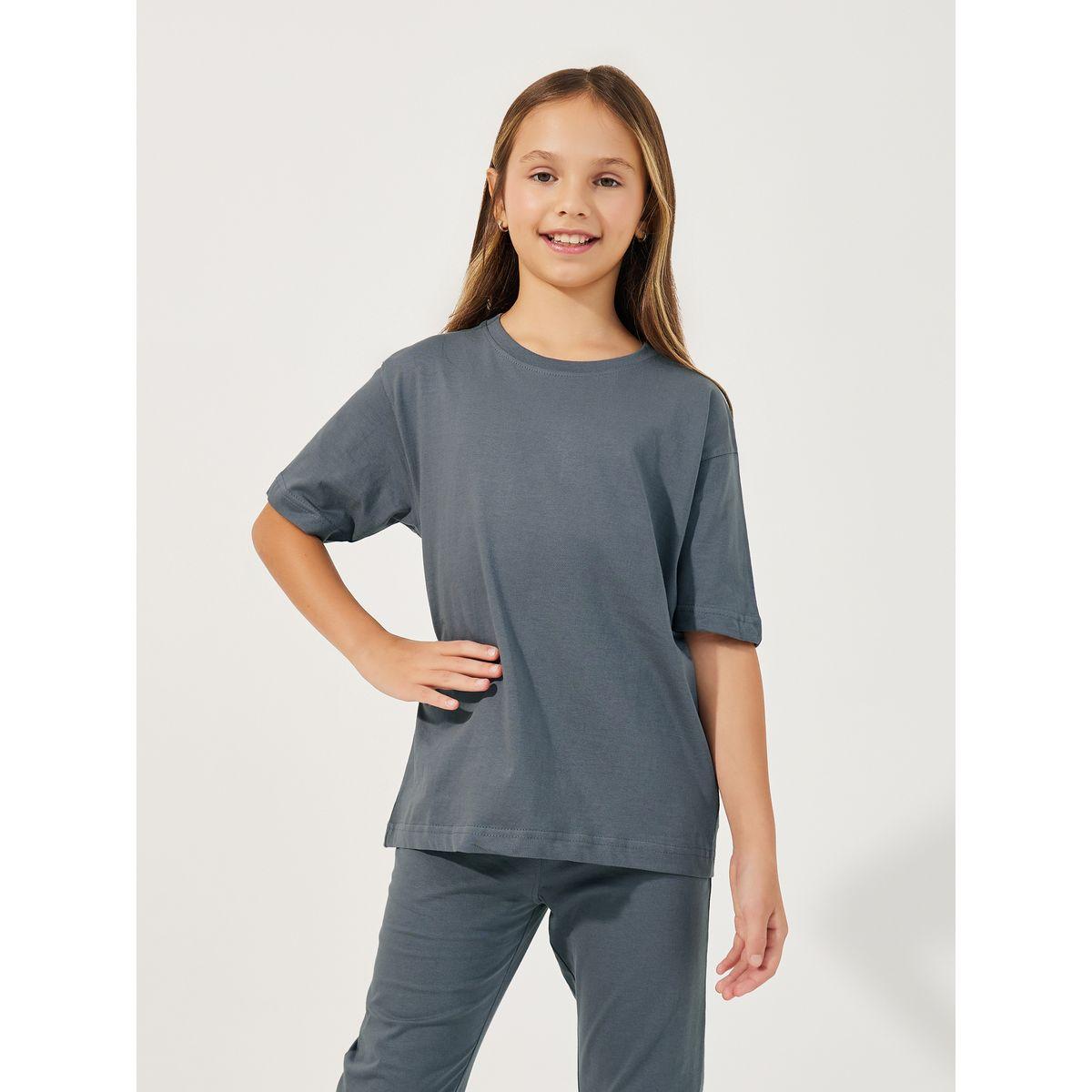 Styli Oversized Round Neck T-Shirt & Flared Joggers Co-Ords Set-girls-clothing-setsandcoords-image-2