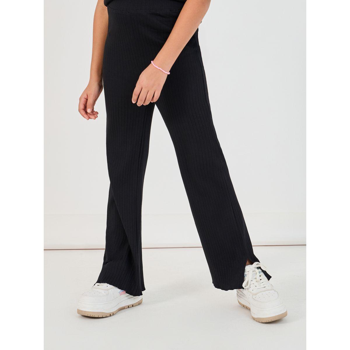 Styli Rib Round Neck Ruched Detail T-Shirt & Wide Leg Joggers Co-Ord-girls-clothing-setsandcoords-image-4