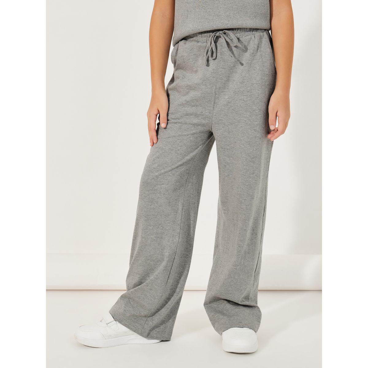 Styli Rib Knit Polo T-Shirt with Contrast Collar & Wide Leg Joggers Set-girls-clothing-setsandcoords-image-5