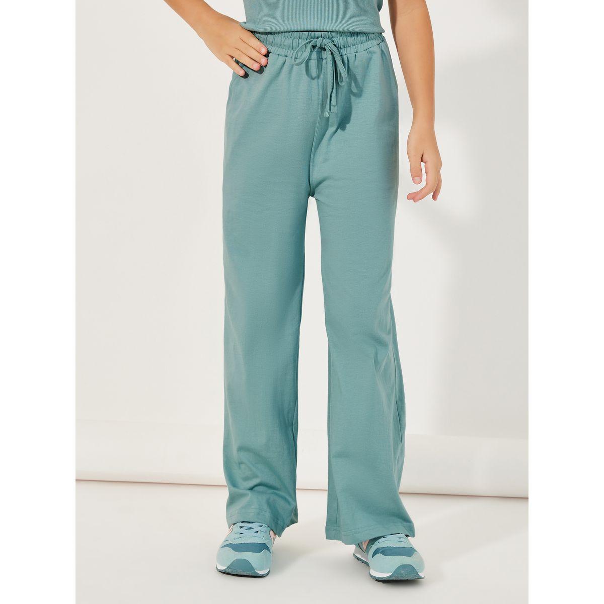 Styli Rib Knit Polo T-Shirt with Contrast Collar & Wide Leg Joggers Set-girls-clothing-setsandcoords-image-5