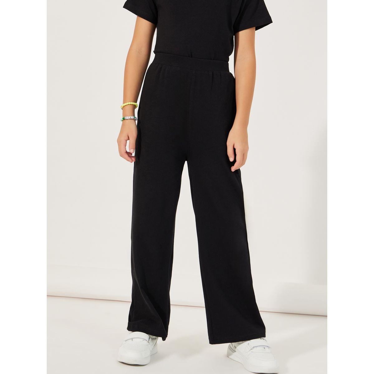 Styli Solid Round Neck T-Shirt & Wide Leg Joggers Co-Ords Set-girls-clothing-setsandcoords-image-5