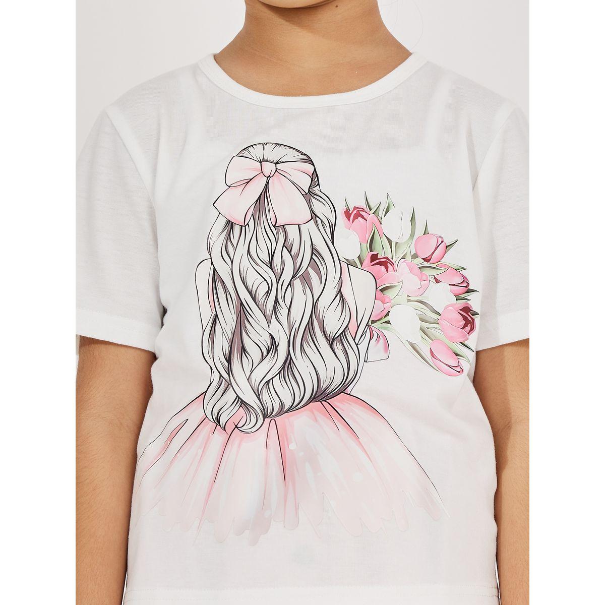 Styli Graphic Print T-Shirt & Paperbag Waist Skirt Set-girls-clothing-setsandcoords-image-5