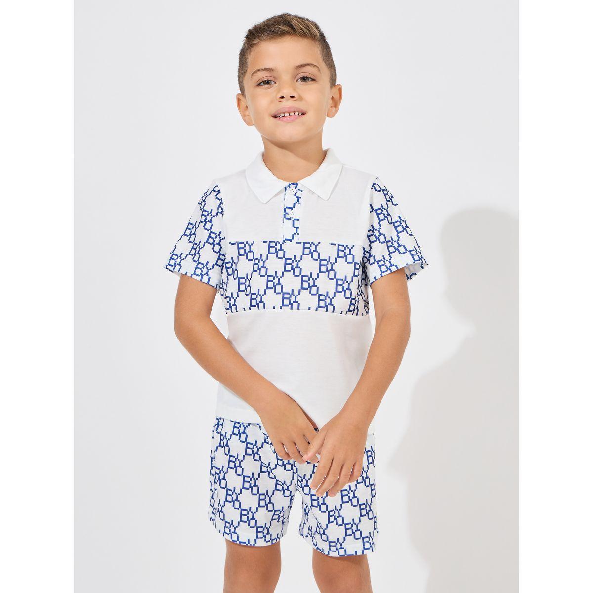 Styli Letter Print Polo T-Shirt  & Shorts Set-boys-clothing-setsandcoords-image-2