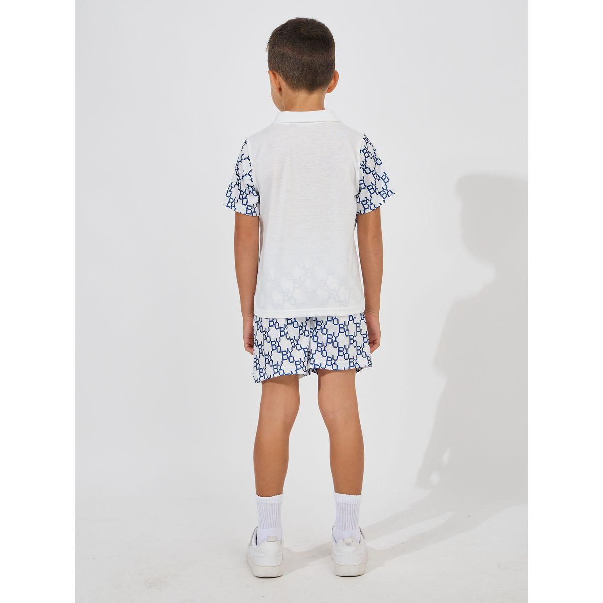 Styli Letter Print Polo T-Shirt  & Shorts Set-boys-clothing-setsandcoords-image-4