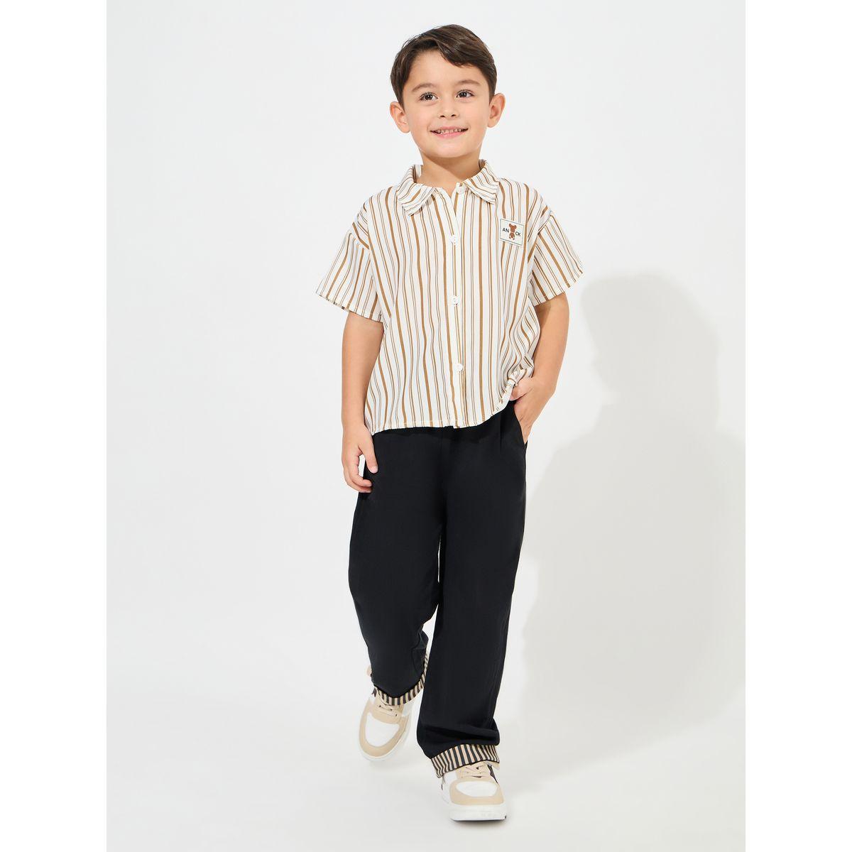 Styli Stripe Hem Detail Wide Leg Pants-boys-clothing-bottoms-trousers-image-2