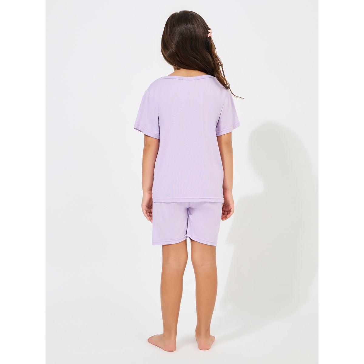 Styli Bear Print T-Shirt & Shorts Set-girls-clothing-nightwear-image-4