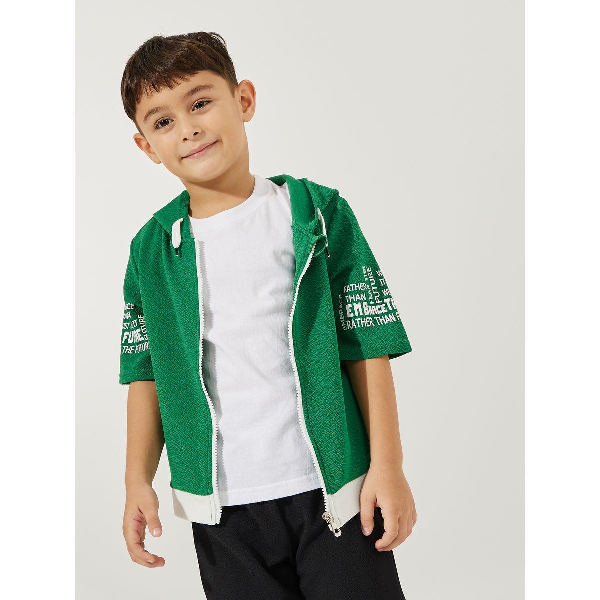 Styli Hooded Zipper Front Top & Shorts Set-boys-clothing-setsandcoords-image-2