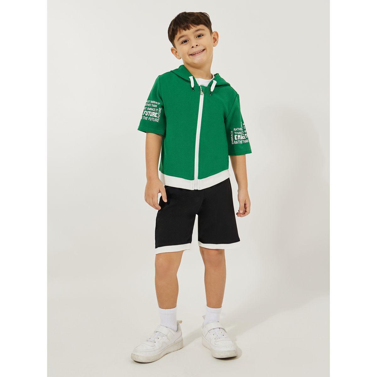 Styli Hooded Zipper Front Top & Shorts Set-boys-clothing-setsandcoords-image-3