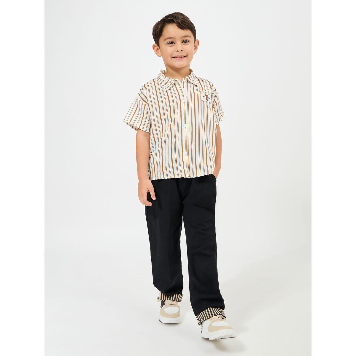 Styli Stripe Bear Patch Shirt-boys-clothing-shirts-image-2