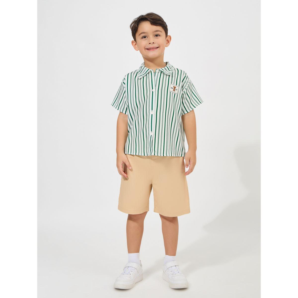 Styli Stripe Bear Patch Shirt-boys-clothing-shirts-image-2