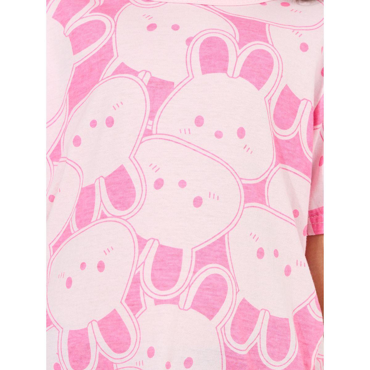 Styli Bunny Graphic Print Cotton T-Shirt-girls-clothing-tshirts-image-3